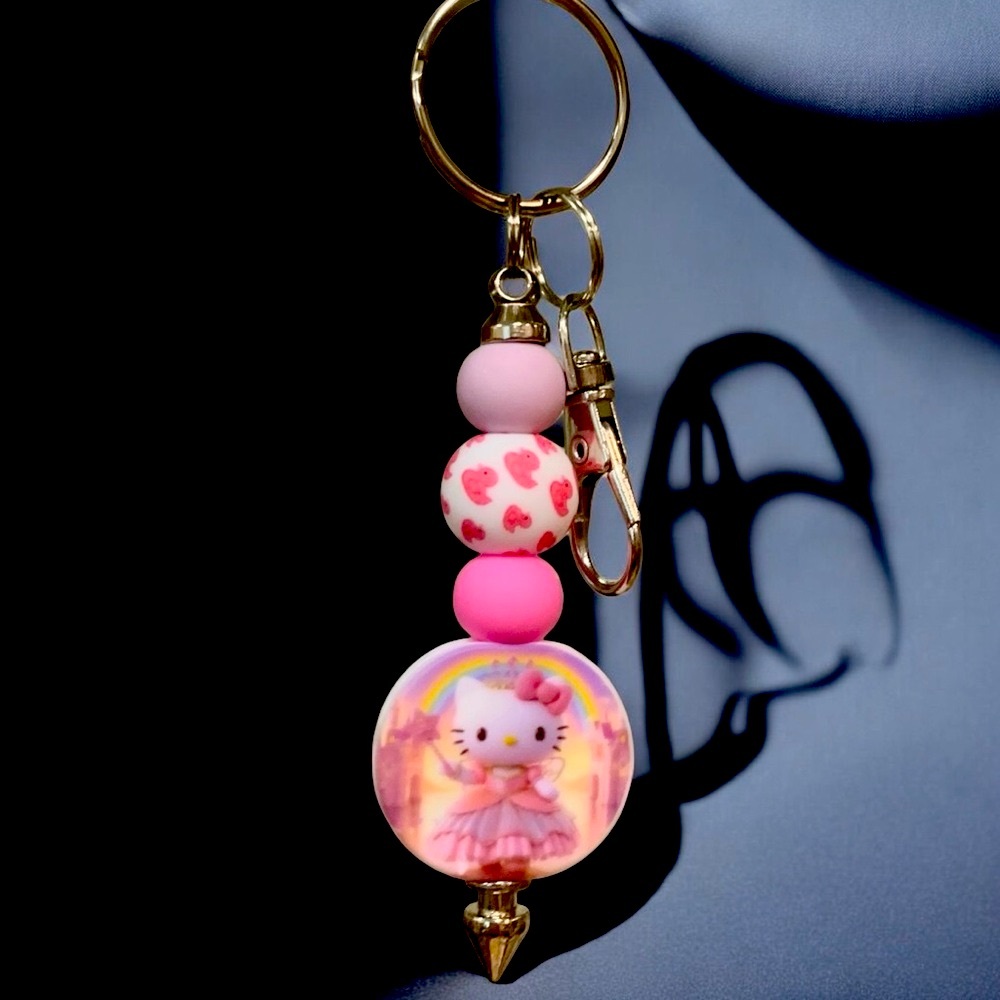 Hello Kitty Beaded Pink & White Keychain, Bag, Backpack Charm hello Kitty family